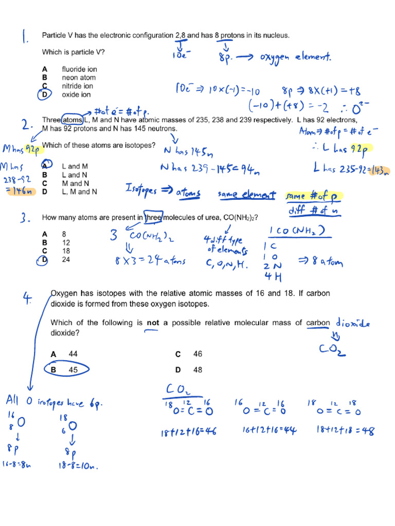 Extra Questions For Sec 3 WA2 Pure Chem Answers | PDF