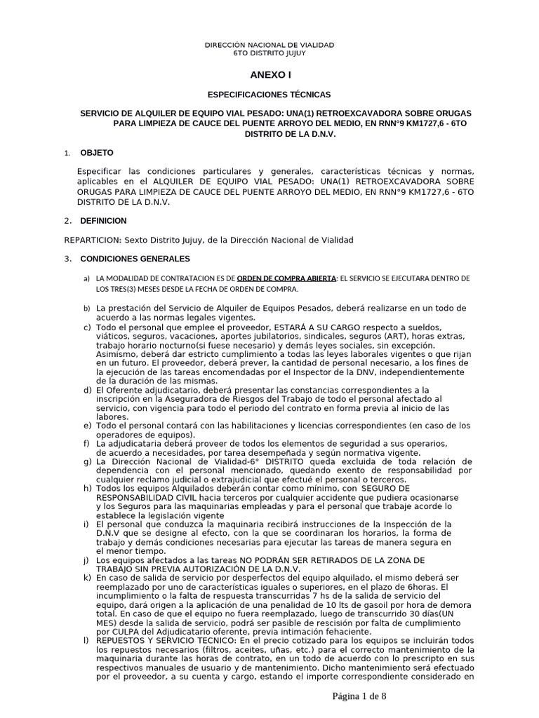 Alquiler de Retroexcavadora para Vialidad | PDF