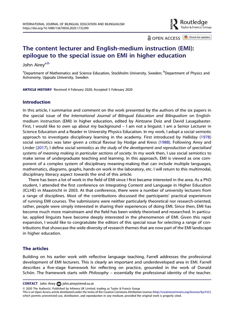 EMI in Higher Education: Insights and Reflections | PDF ...