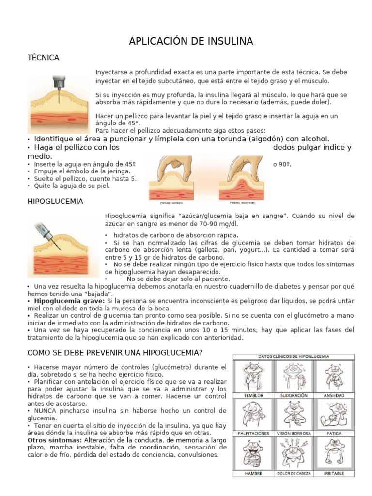 Aplicación de Insulina | PDF | Hipoglucemia | Enfermedades y trastornos
