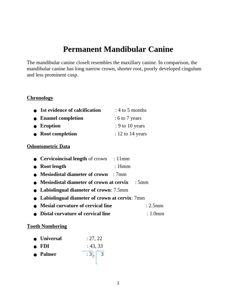 Modified Permanent Mandibular Canine DOC-20250501-WA0006. | PDF ...