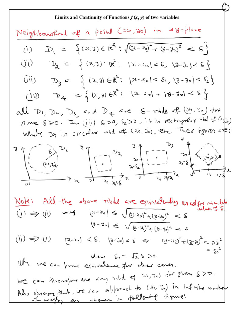 Limits Continuity Two Variables-1 | PDF