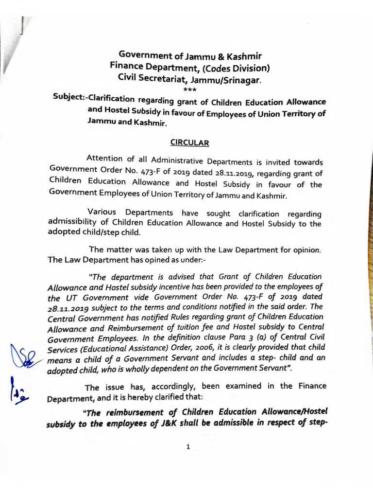Clarification on Child Education Allowance | PDF | Government ...