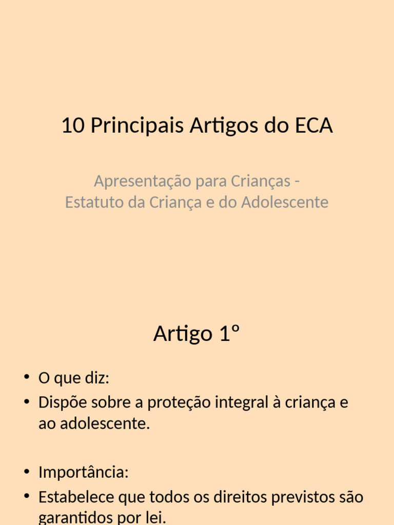 10 Artigos Fundamentais do ECA | PDF