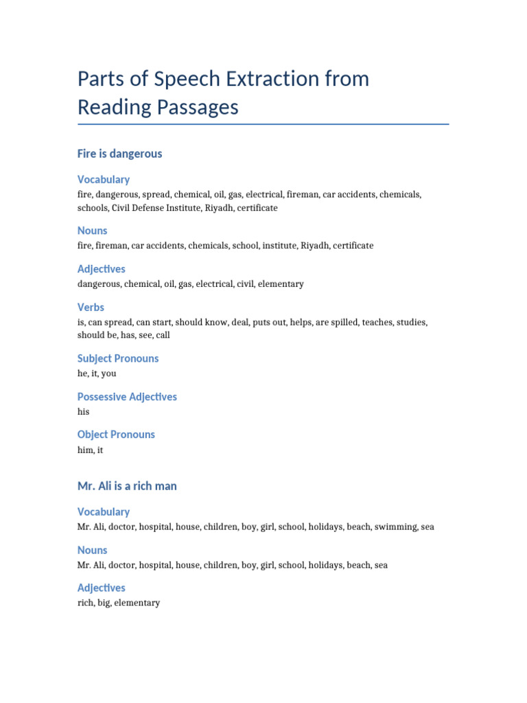 Reading Parts of Speech | PDF
