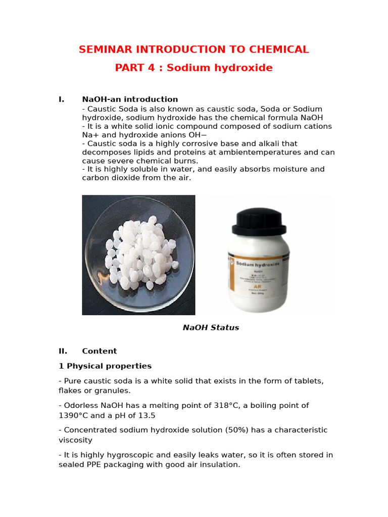 Seminar Introduction To Chemical | PDF | Sodium Hydroxide | Hydroxide