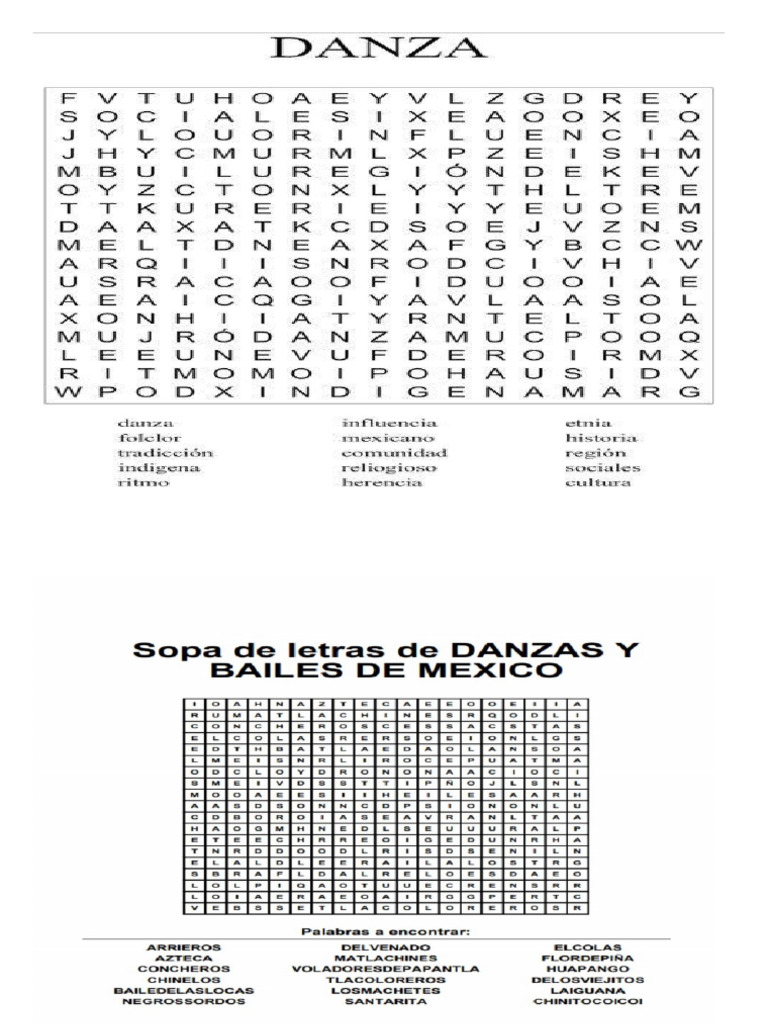 SOPA DE LETRAS Danza | PDF