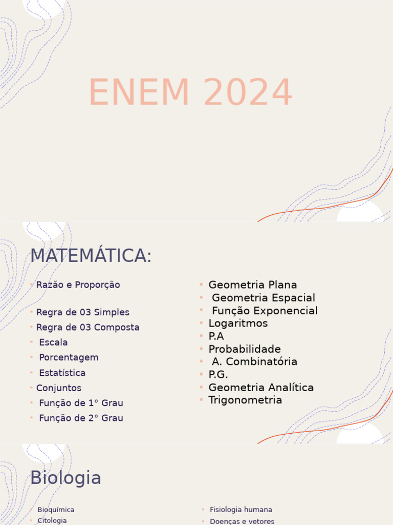 Conteúdos do ENEM 2024: Disciplinas e Temas | PDF | Química ...