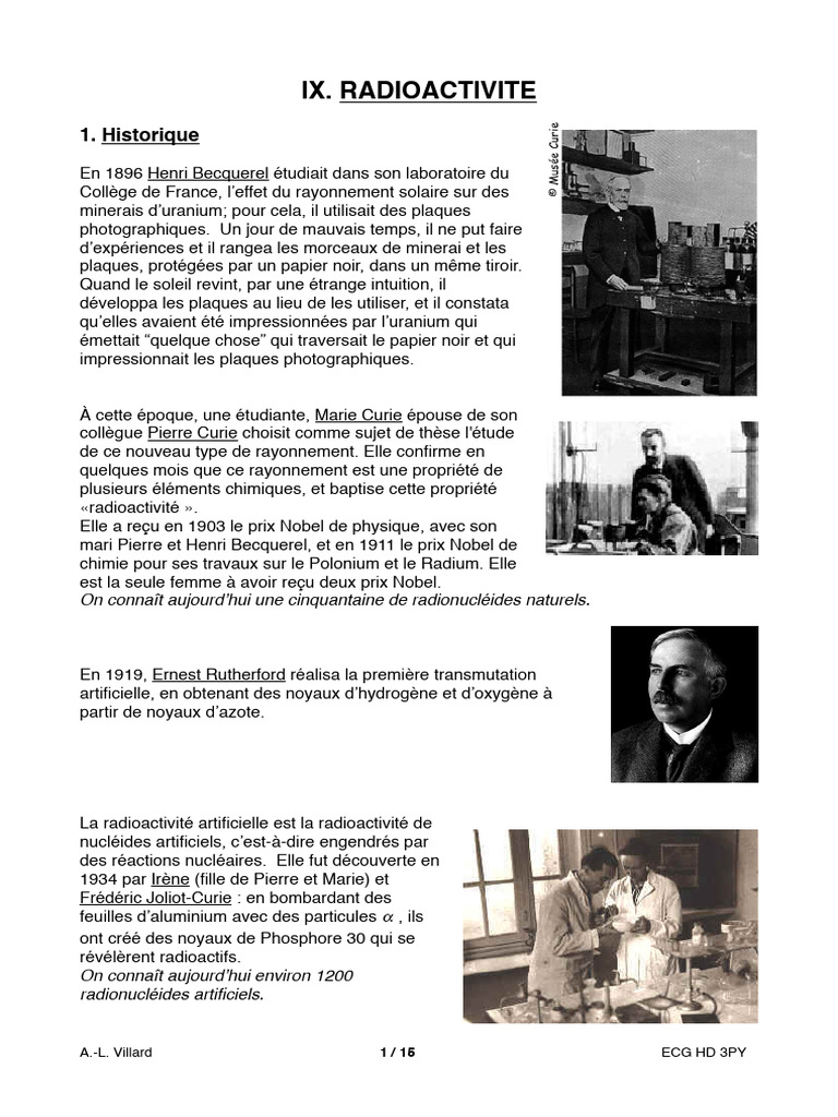 Historique et définitions de la radioactivité | PDF | Noyau atomique ...