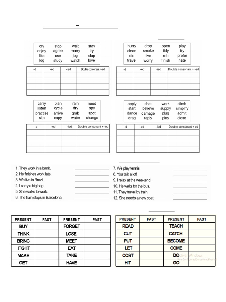 Simple Past Tense Exercises Guide | PDF