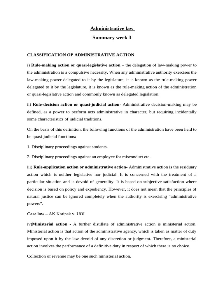 Classification of Administrative Action | PDF