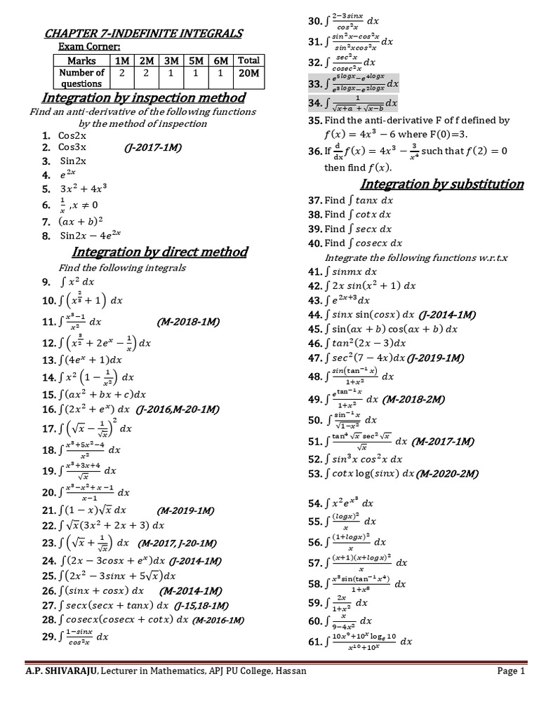 APS 07 Integrals | PDF