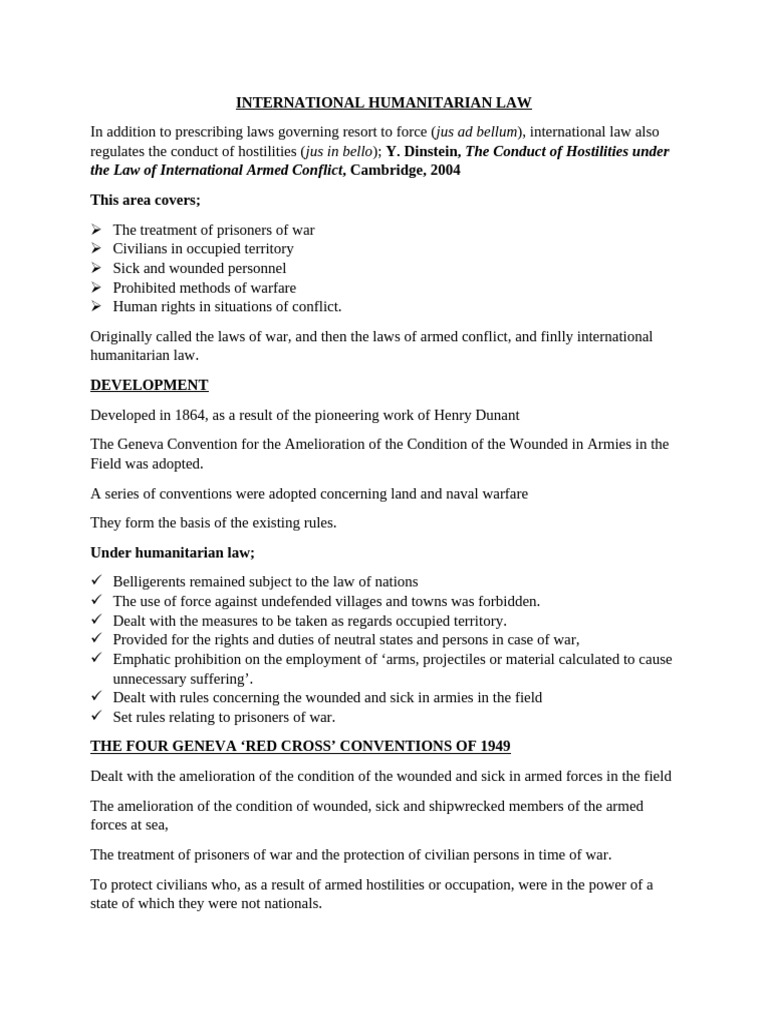 Overview of International Humanitarian Law | PDF | International ...