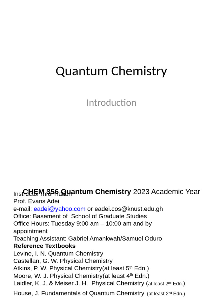 CHEM 356 Quantum Chemistry Overview | PDF | Tacit Knowledge | Knowledge