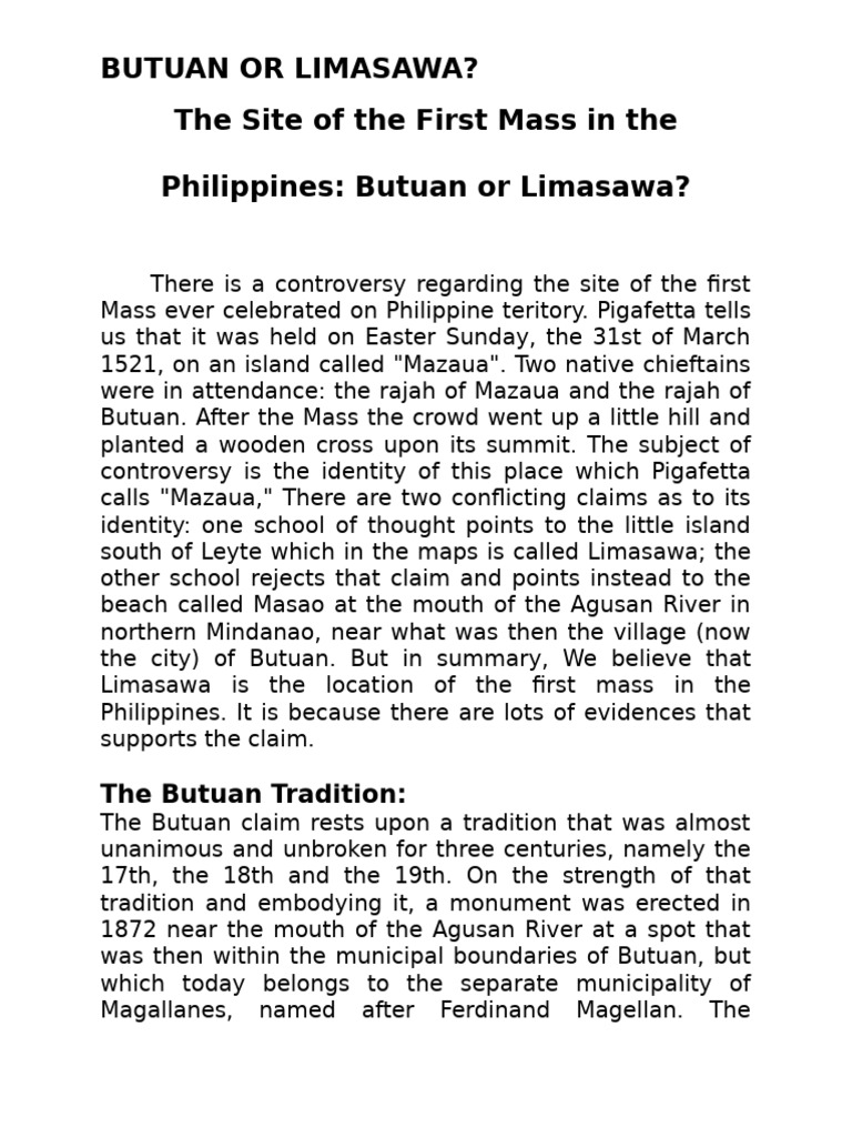 First Mass in the Philippines: Butuan vs. Limasawa | PDF | Age Of Discovery