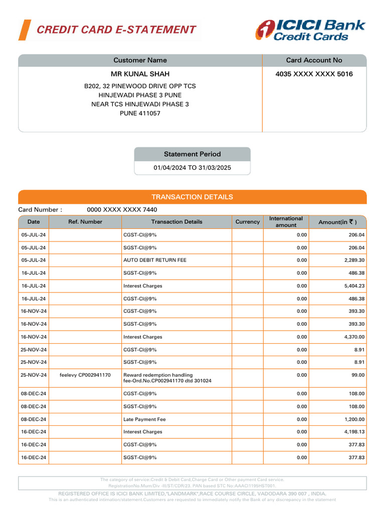 Credit Card Statement Overview | PDF | Debit Card | Payments