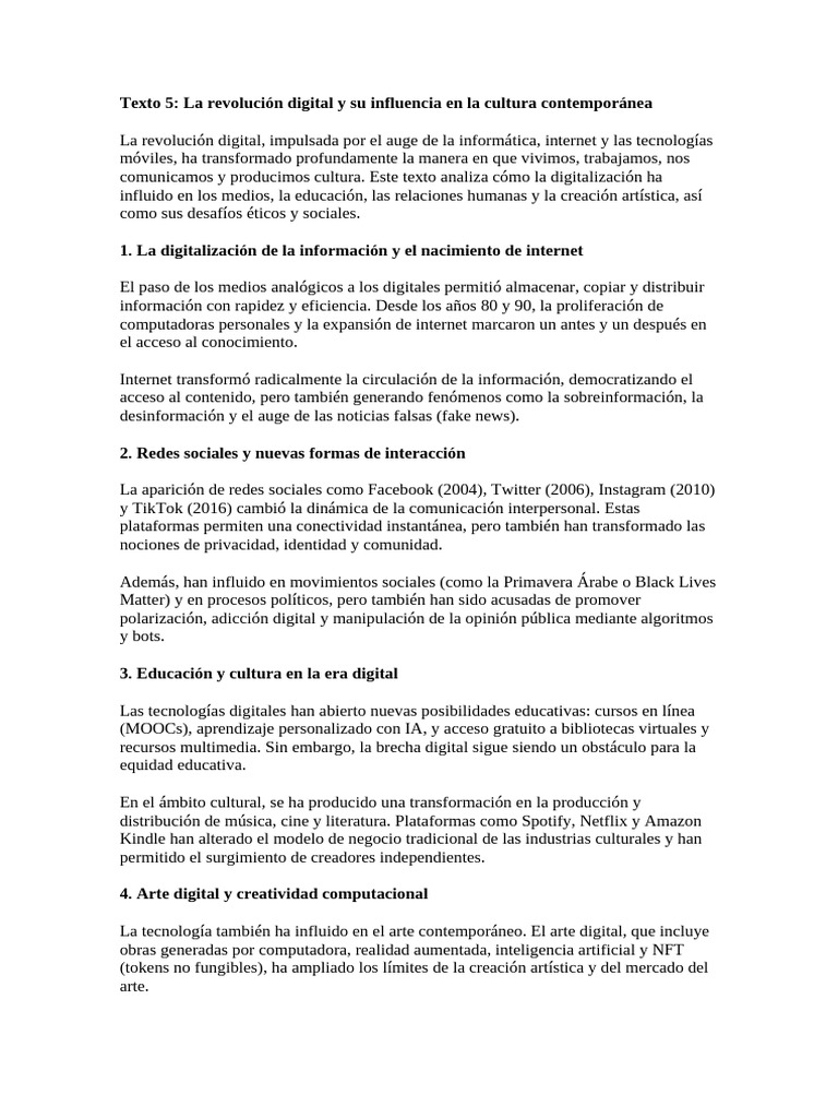Impacto de la Digitalización en la Cultura | PDF | Inteligencia ...
