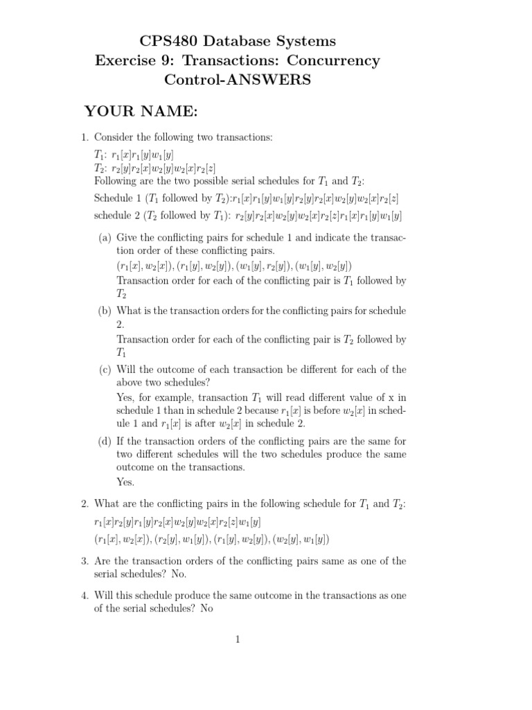 Concurrency Control in Database Transactions | PDF | Databases ...