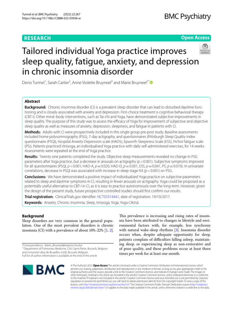 Yoga's Impact on Chronic Insomnia | PDF | Major Depressive Disorder ...