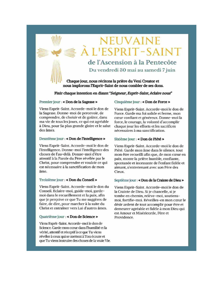 Neuvaine Au ST Esprit | PDF