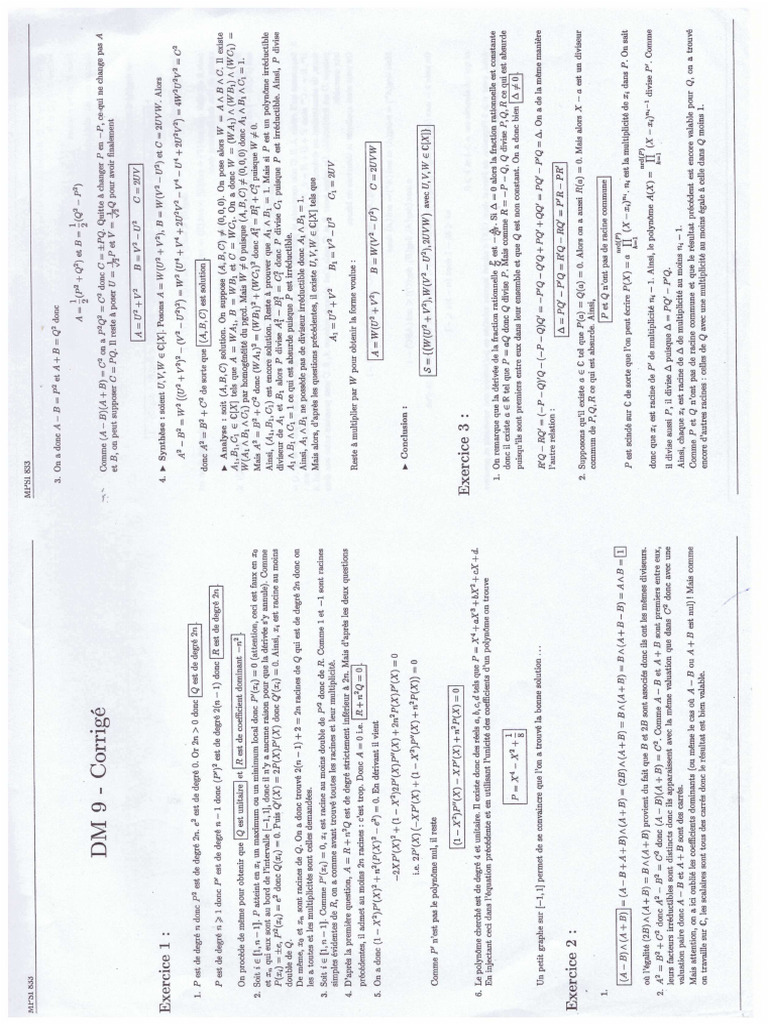 Maths Correction DM 9 | PDF