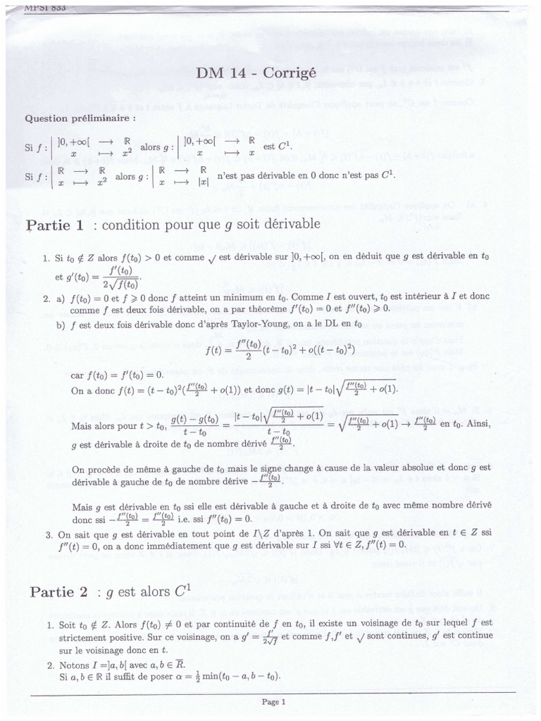 Maths Correction DM 14 | PDF