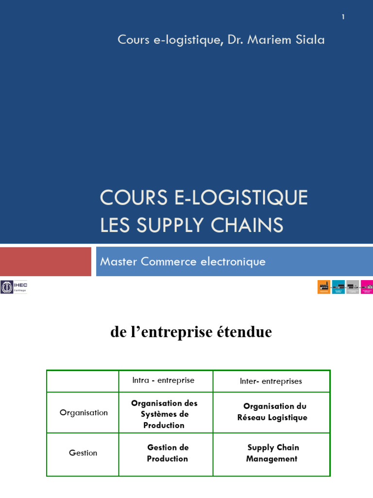 Cours sur la Logistique et Supply Chain | PDF | Logistique | Gestion de ...