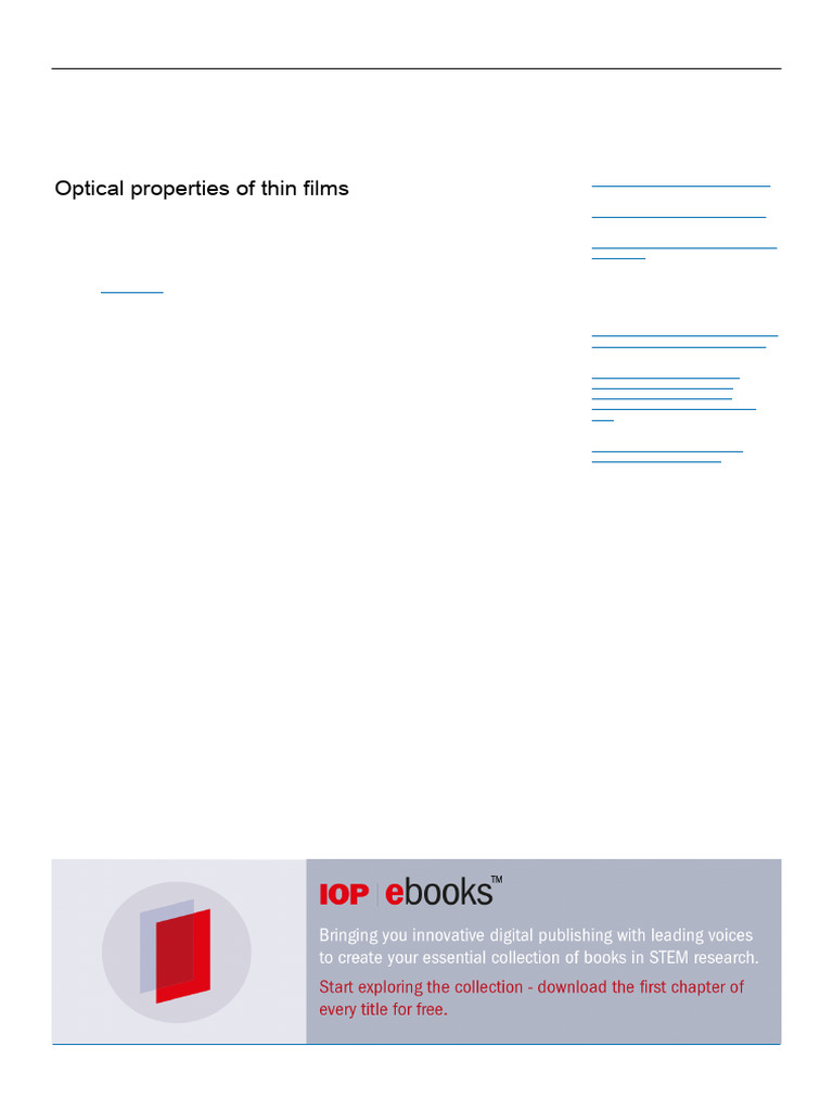 Optical Properties of Thin Films | PDF | Refractive Index | Thin Film