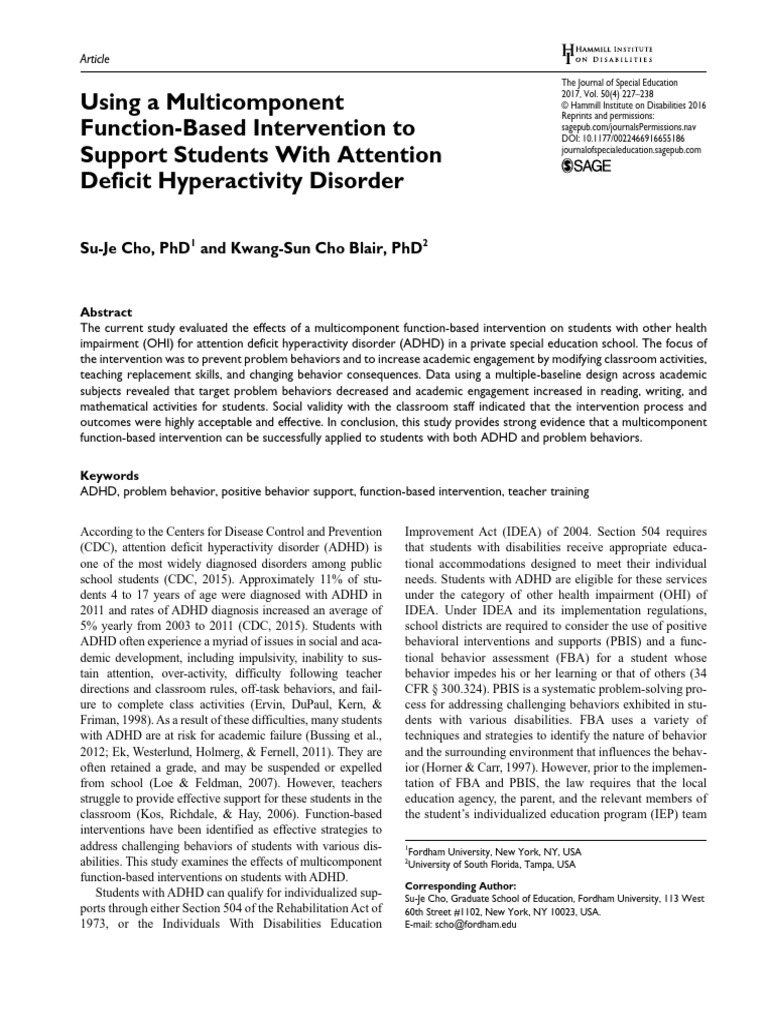 Function-Based Interventions for ADHD | PDF | Attention Deficit ...