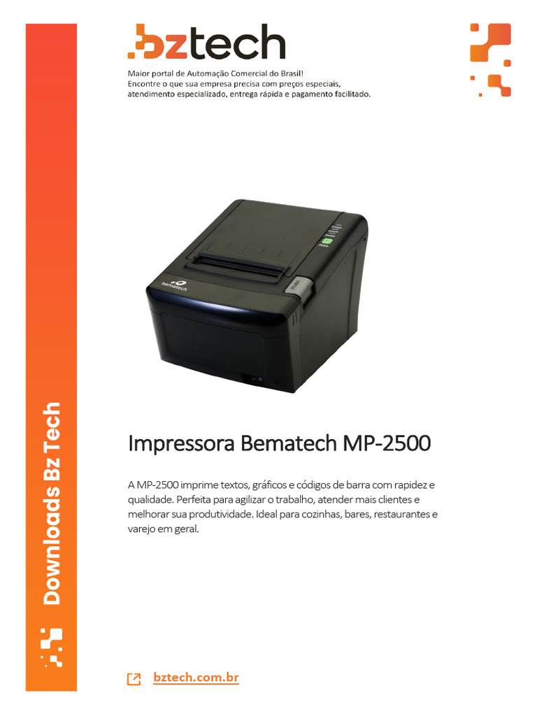 Manual Bematech MP 2500 | PDF | Bens manufaturados