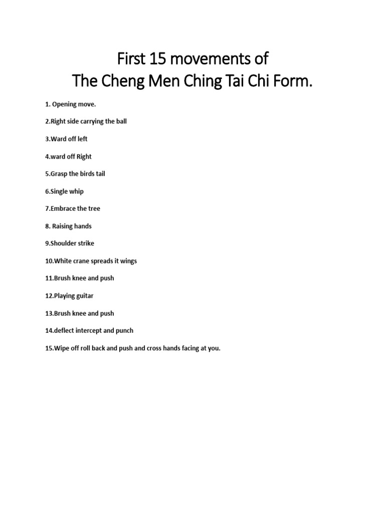15 Movements Cheng Form Tai Chi | PDF