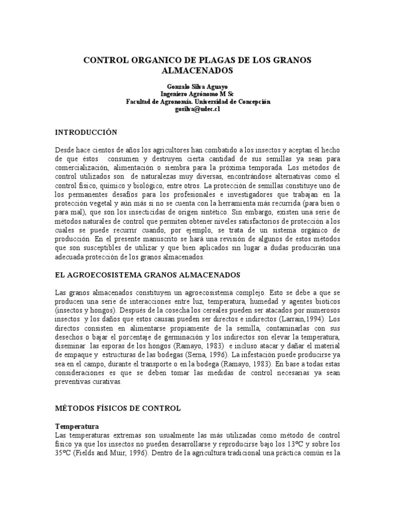 Control Orgánico de Plagas en Granos | PDF | Insectos | Control ...