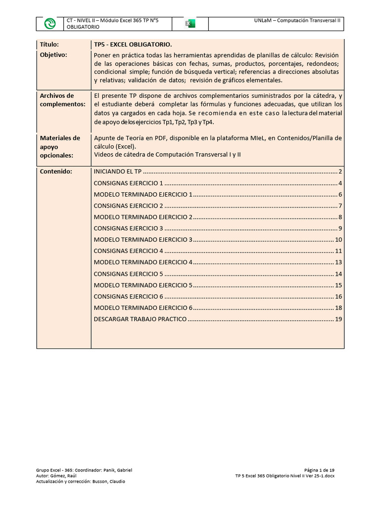 TP5 Excel 365: Proyecto Práctico Nivel II | PDF | Microsoft Excel ...