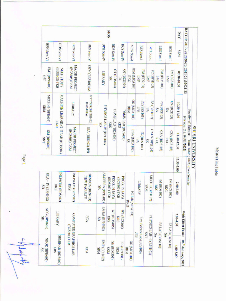 Time Table 2.3 Updated | PDF