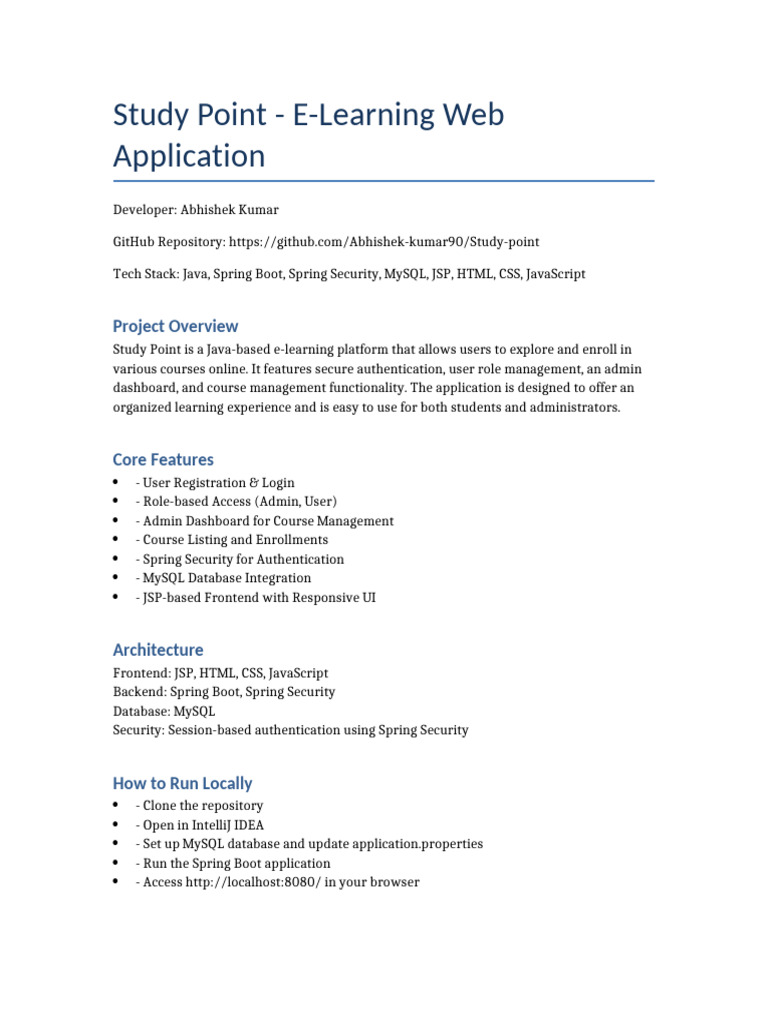 Study Point Project Documentation | PDF