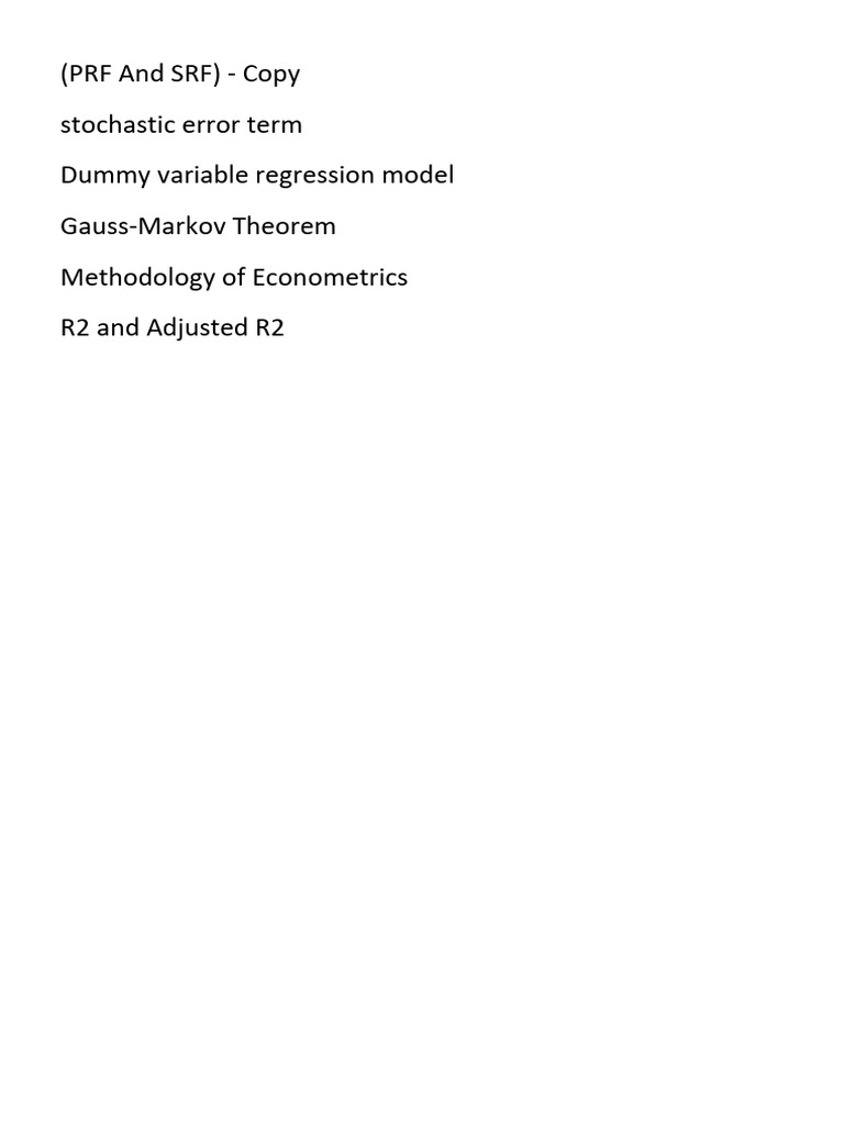 (PRF and SRF) - Copy Stochastic Error Term Dummy Variable Regression ...