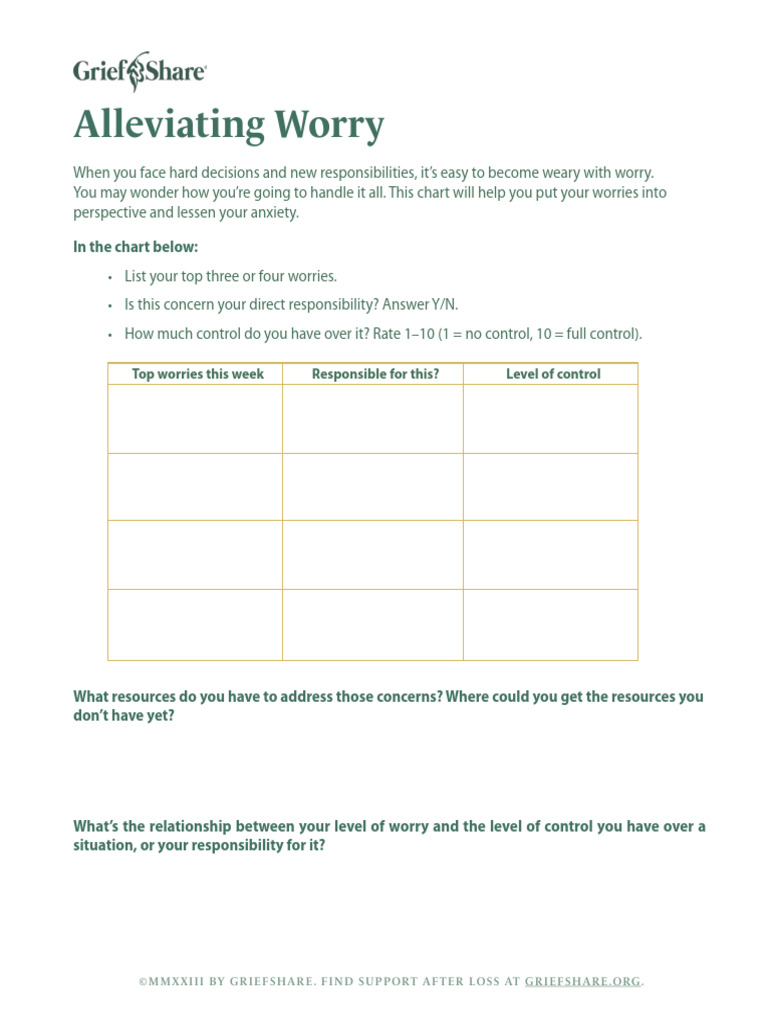 Alleviating Worry | PDF