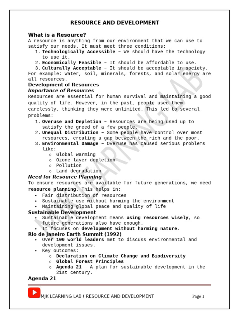 Resource Planning and Sustainable Development | PDF | Soil ...