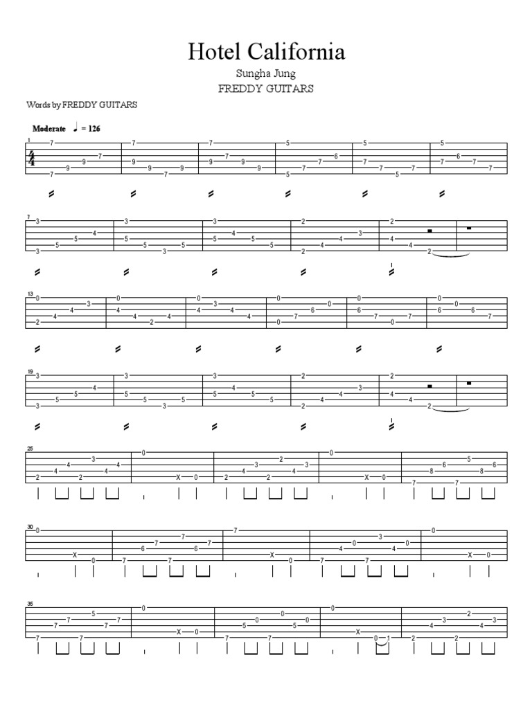 Sungha Jung - Hotel California Tabs | PDF, image size:768x1024