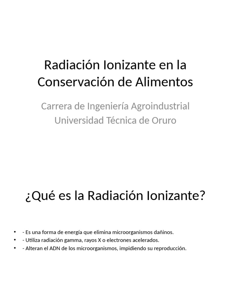 Radiación Ionizante en Alimentos | PDF | Radiación