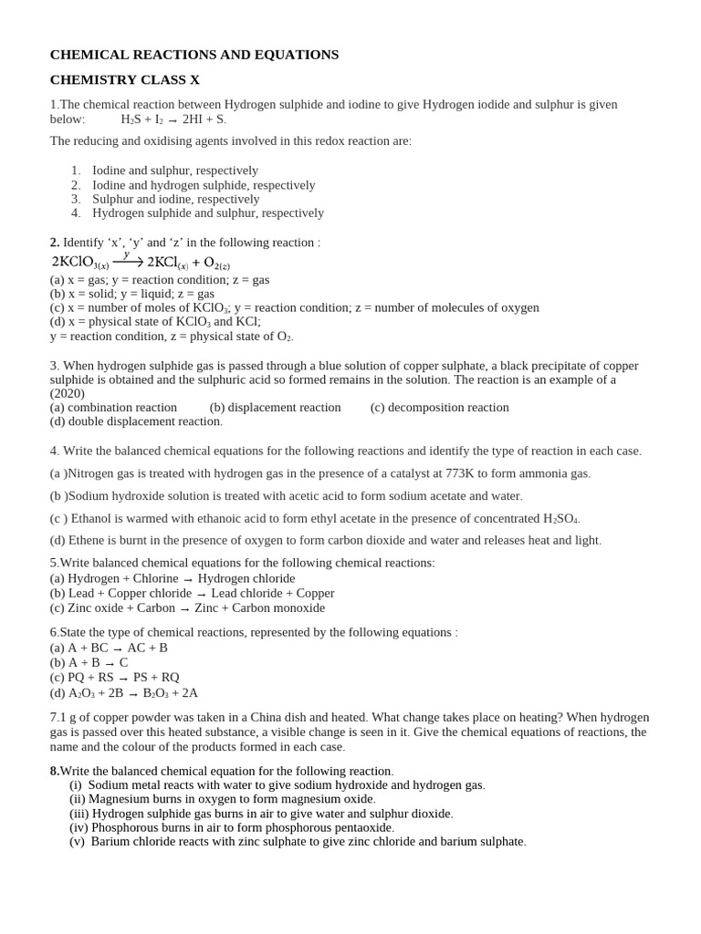 Chemical Reactions and Equations PP1 | PDF | Chemical Reactions | Oxide