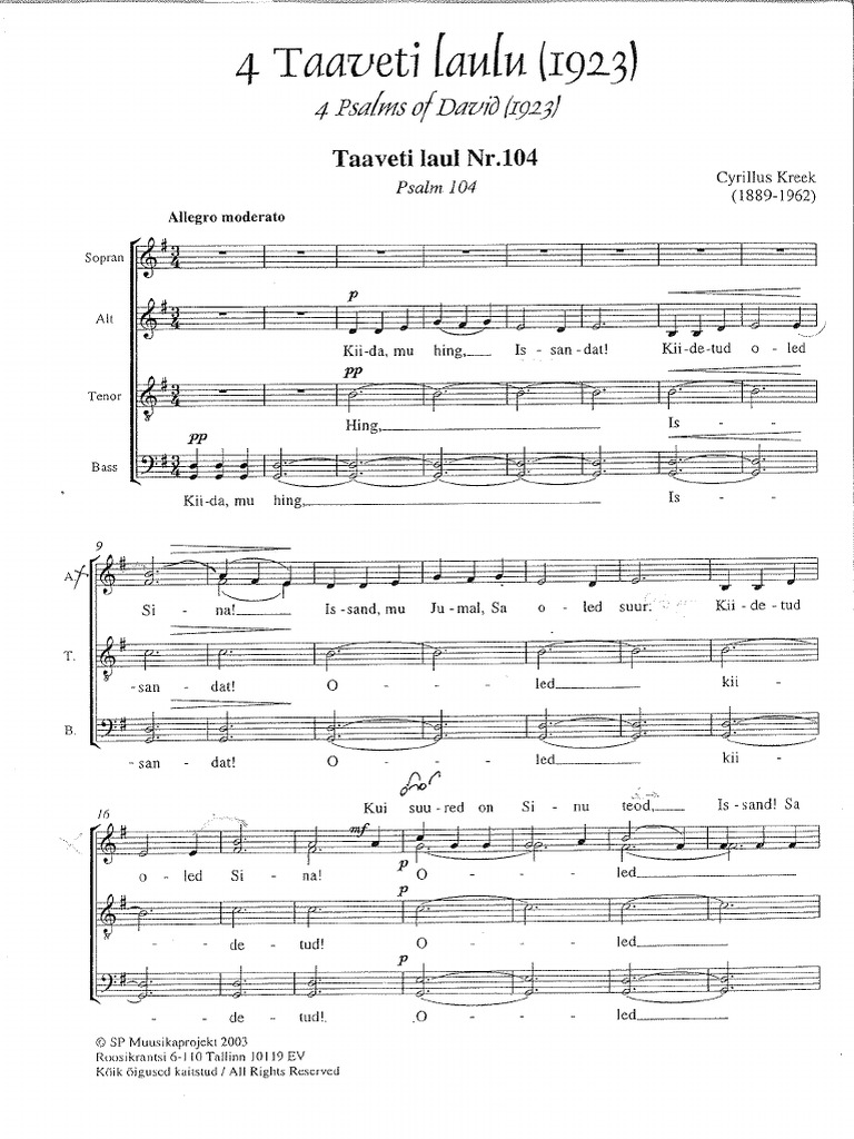 4 - Taaveti Laul 104 (Cyrillus Kreek) | PDF