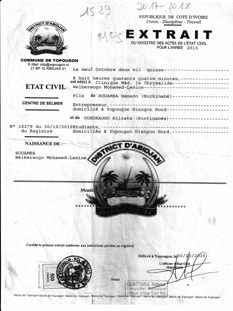 Extrait Rouamba - 20250530 - 0001 | PDF