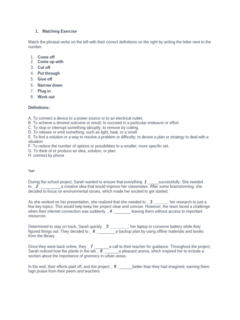 Unit 6 Destination 2 Exercises | PDF