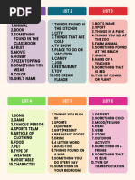 Telepathy Game Categories List | PDF