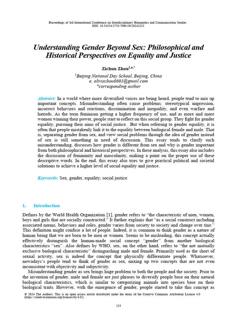 Understanding Gender Beyond Sex Philosophical and | PDF | Gender ...