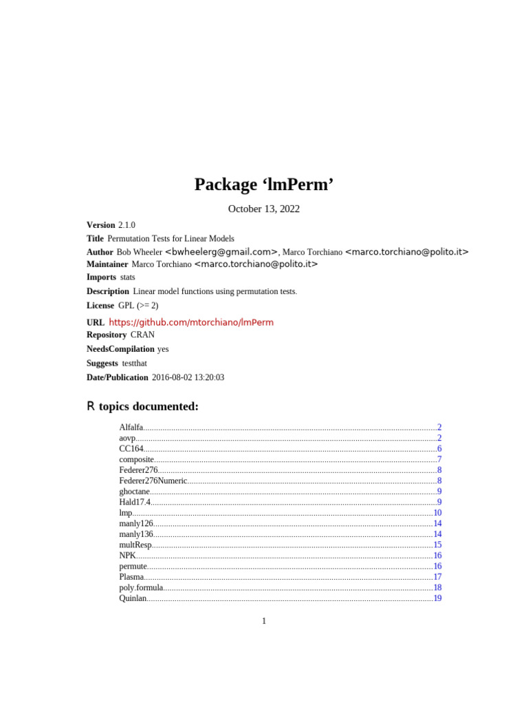 Permutation Tests for Linear Models | PDF | P Value | Analysis Of Variance