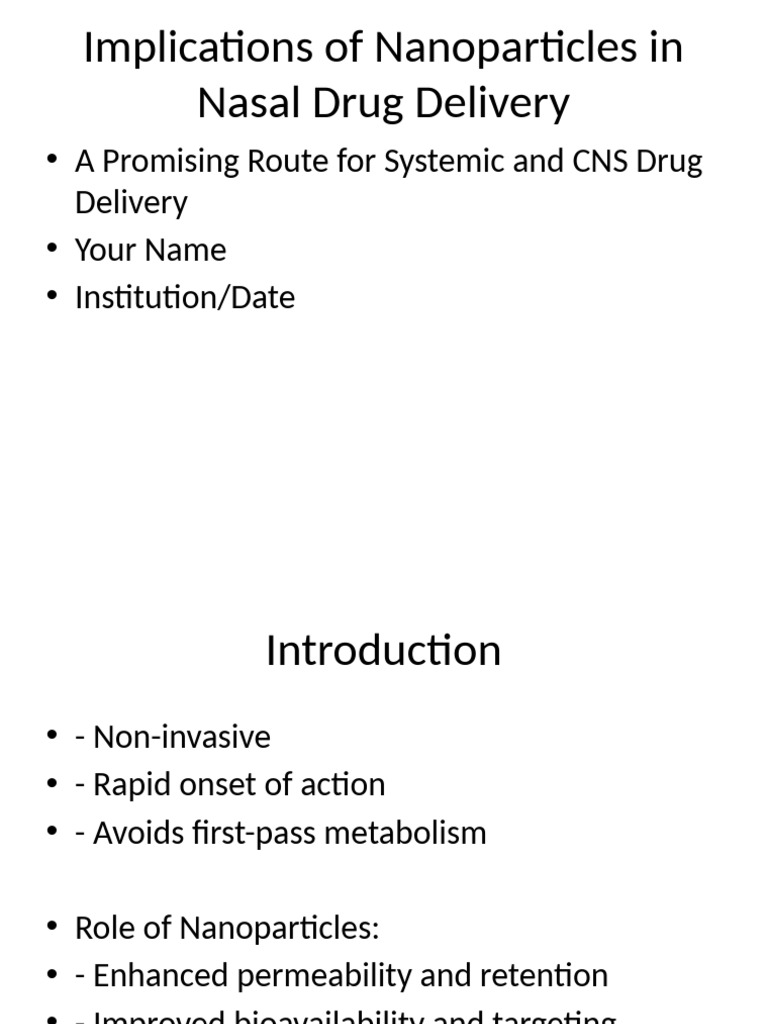 Nanoparticles in Nasal Drug Delivery | PDF
