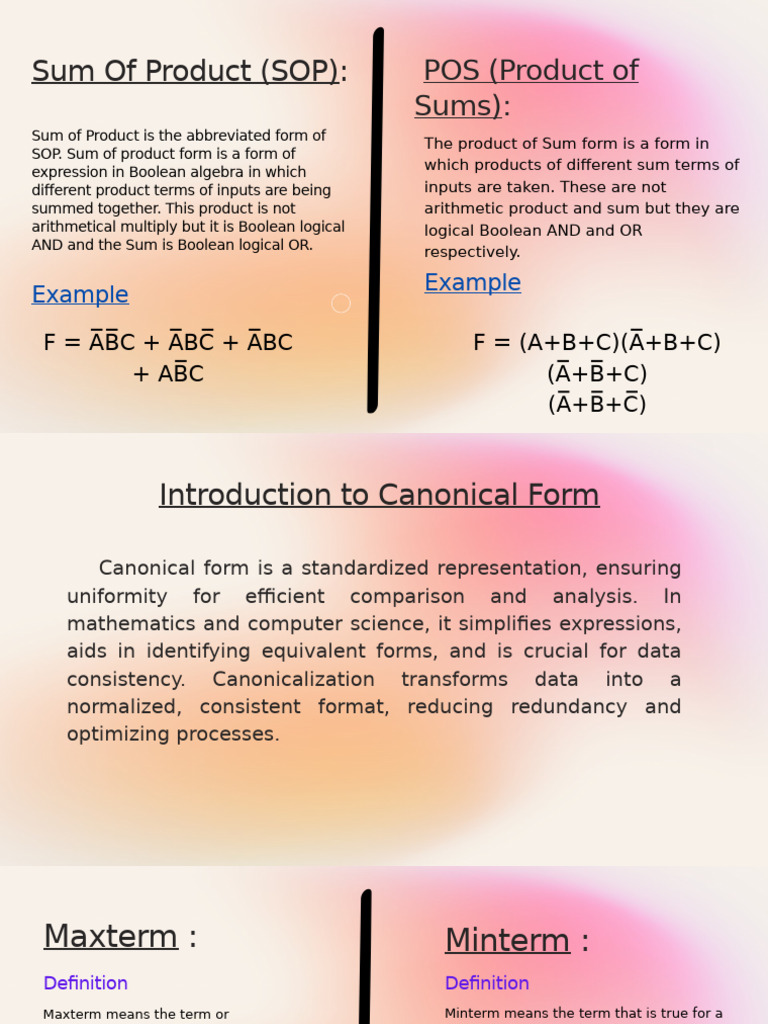 SOP POS Canonical Form Maxterm Minterm | PDF