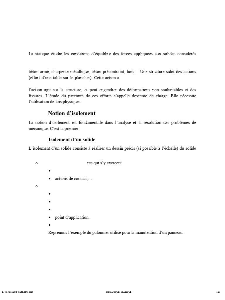 Statique des solides rigides expliquée | PDF | Mécanique | Ingénierie ...